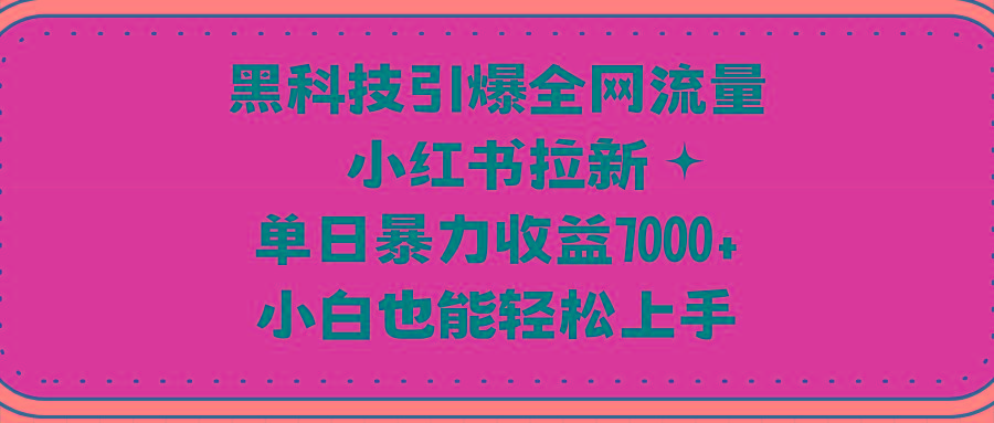 (9679期)黑科技引爆全网流量小红书拉新，单日暴力收益7000+，小白也能轻松上手-鼎铸网