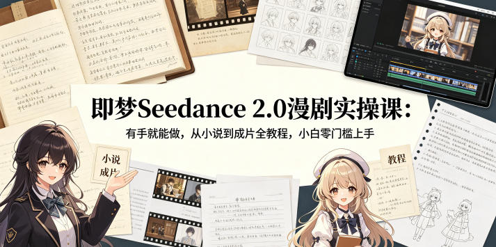 即梦Seedance 2.0漫剧实操课：有手就能做，从小说到成片全教程，小白零门槛上手-鼎铸网