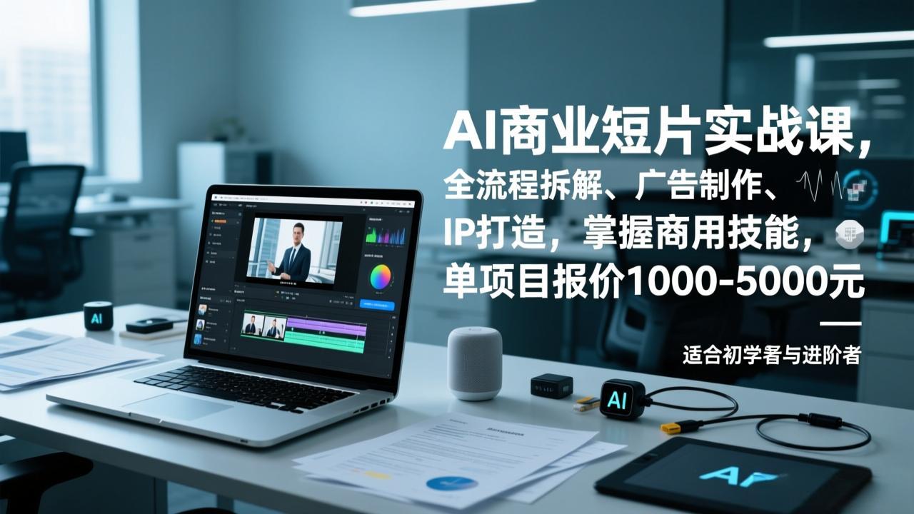 AI商业短片实战课，全流程拆解、广告制作、IP打造，掌握商用技能，单项目报价1000-5000元-鼎铸网
