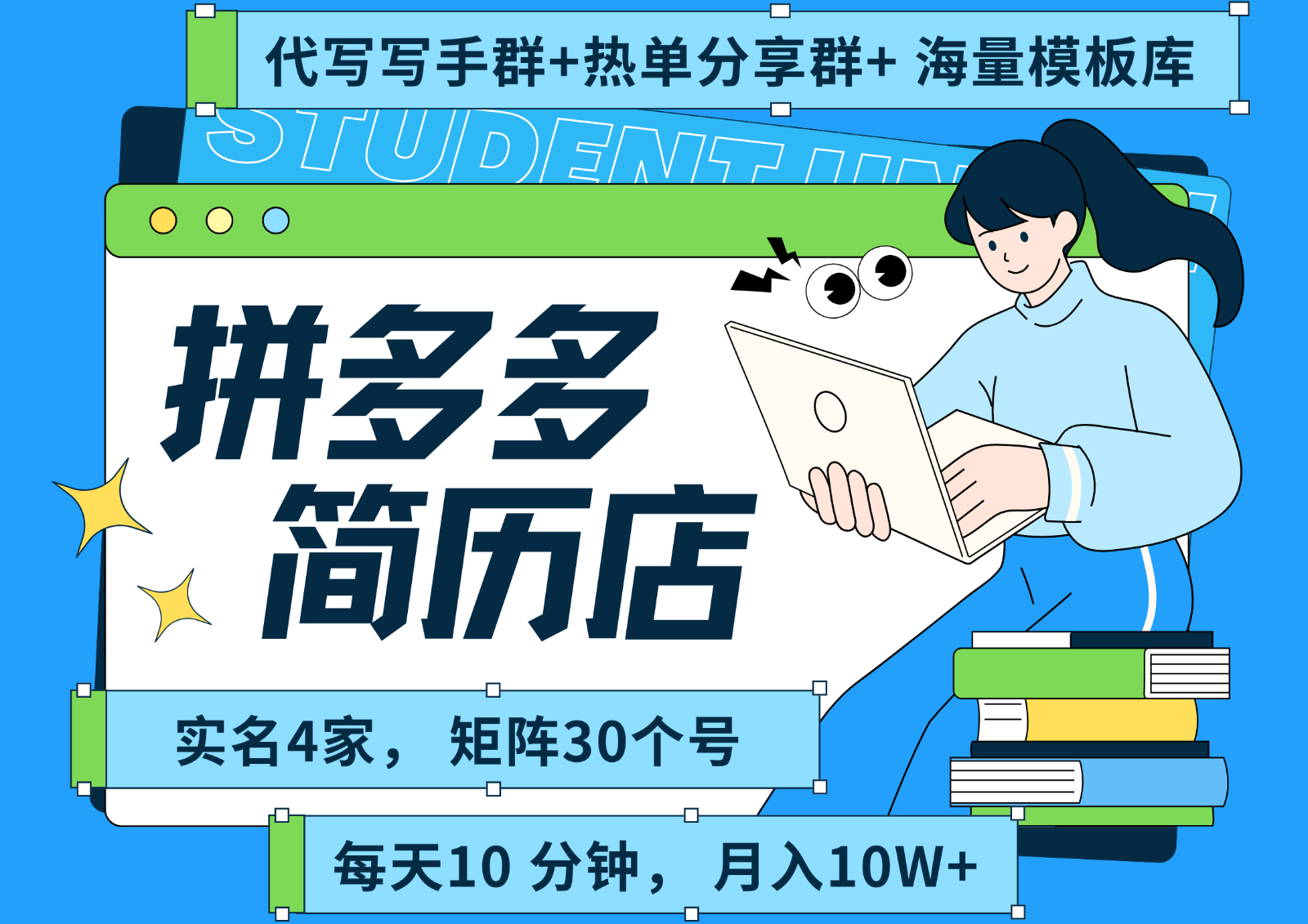 拼多多电商 拼多多 虚拟资料 简历 海报代写 全SOP流程 毫无保留分享(含后端资料)-鼎铸网