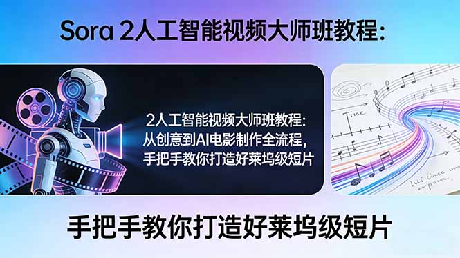 Sora 2人工智能视频大师班教程：从创意到AI电影制作全流程，手把手教你打造好莱坞级短片-鼎铸网