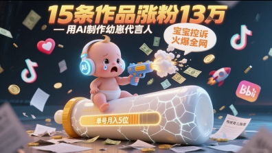 用AI制作幼崽代言人，宝宝的控诉火爆全网，15条作品涨粉13W，单号月入5位数实操教程-鼎铸网