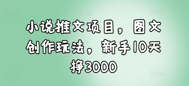 小说推文项目，图文创作玩法，新手10天挣3000-鼎铸网