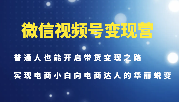 微信视频号变现营-普通人也能开启带货变现之路，实现电商小白向电商达人的华丽蜕变-鼎铸网