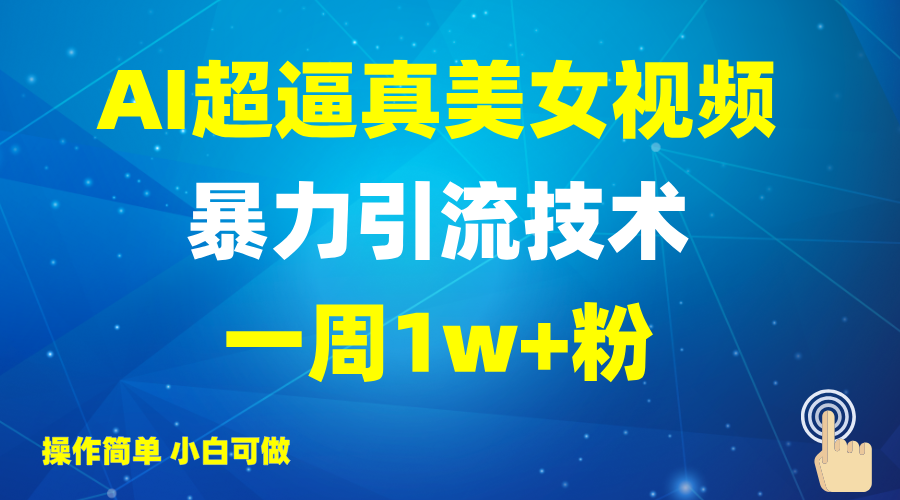 2025AI超逼真美女视频暴力引流，一周1w+粉，操作简单小白可做，躺赚视频收益-鼎铸网