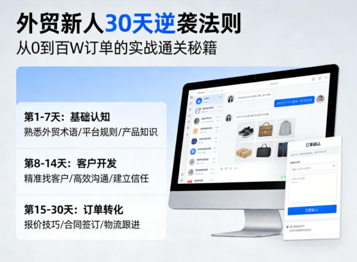 外贸新人30天逆袭法则，教你从0到百W订单的实战通关秘籍-鼎铸网