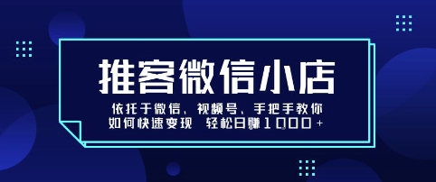 推客微信小店依托于微信、视频号，手把手教你如何快速变现 轻松日入1k+【揭秘】-鼎铸网