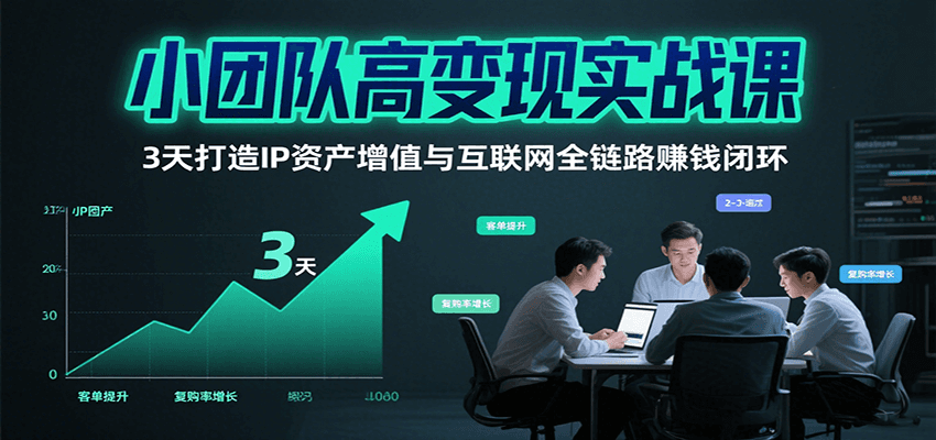 小团队高变现实战课，3天打造IP资产增值与互联网全链路赚钱闭环(第二期)-鼎铸网