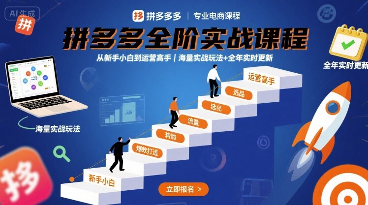 拼多多全阶实战课程，从新手小白到运营高手，海量实战玩法+全年实时更新【2025年9月更新】-鼎铸网