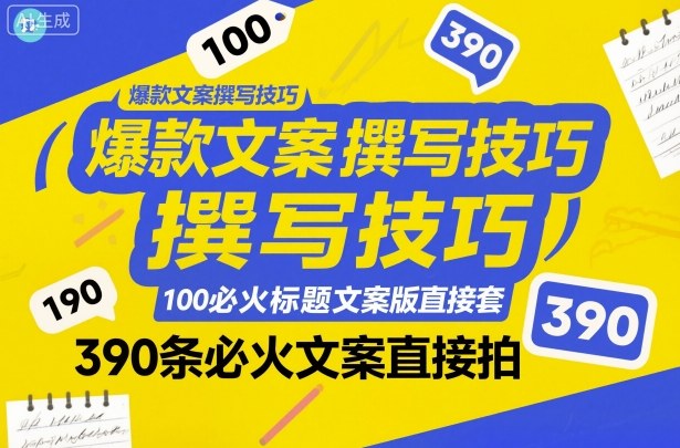 爆款文案撰写技巧，100个必火标题文案模版直接套，390条必火文案直接拍-鼎铸网