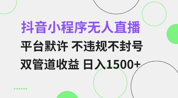 抖音小程序无人直播 平台默许 不违规不封号 双管道收益 日入多张 小白也能轻松操作【仅揭秘】-鼎铸网