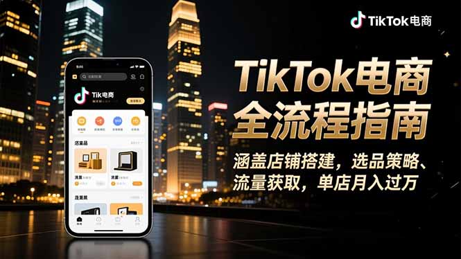 TikTok电商全流程指南，涵盖店铺搭建、选品策略、流量获取，单店月入过万-鼎铸网
