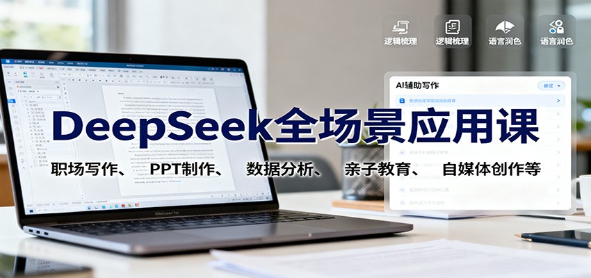 DeepSeek全场景应用课：职场写作、 PPT制作、数据分析、亲子教育、自媒体创作等-鼎铸网