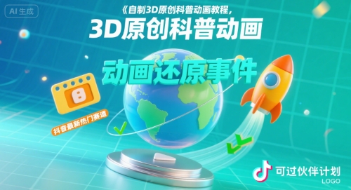 自制3D原创科普动画教程，动画还原事件，抖音最新热门赛道，可过伙伴计划-鼎铸网