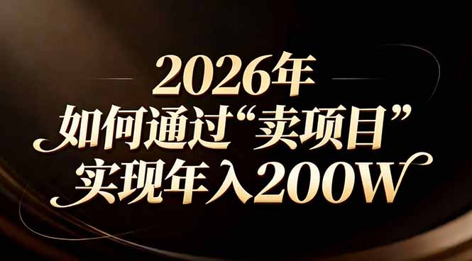 站在2026年的十字路口：一个普通人如何通过卖项目实现年入200万-鼎铸网
