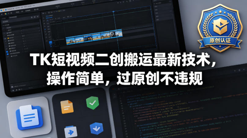 TK短视频二创搬运最新技术，操作简单，过原创不违规-鼎铸网