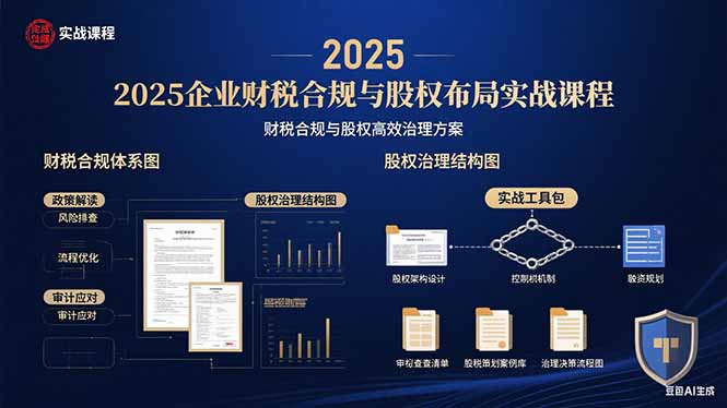 2025企业财税合规与股权布局的实战课程：财税合规与股权高效治理方案-鼎铸网