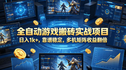全自动游戏搬砖实战项目，日入1k+，靠谱稳定，多机矩阵收益翻倍【揭秘】-鼎铸网