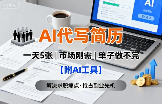 AI代写简历，一天5张，今年找工作难，市场刚需，单子做不完【附AI工具】-鼎铸网