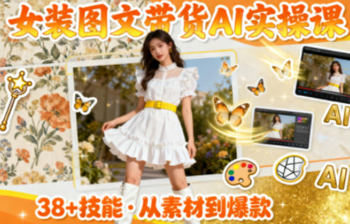 女装图文带货的AI实操课，覆盖38个实用技能，快速提升素材制作效率-鼎铸网