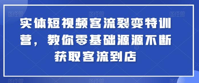 实体短视频客流裂变特训营，教你零基础源源不断获取客流到店-鼎铸网