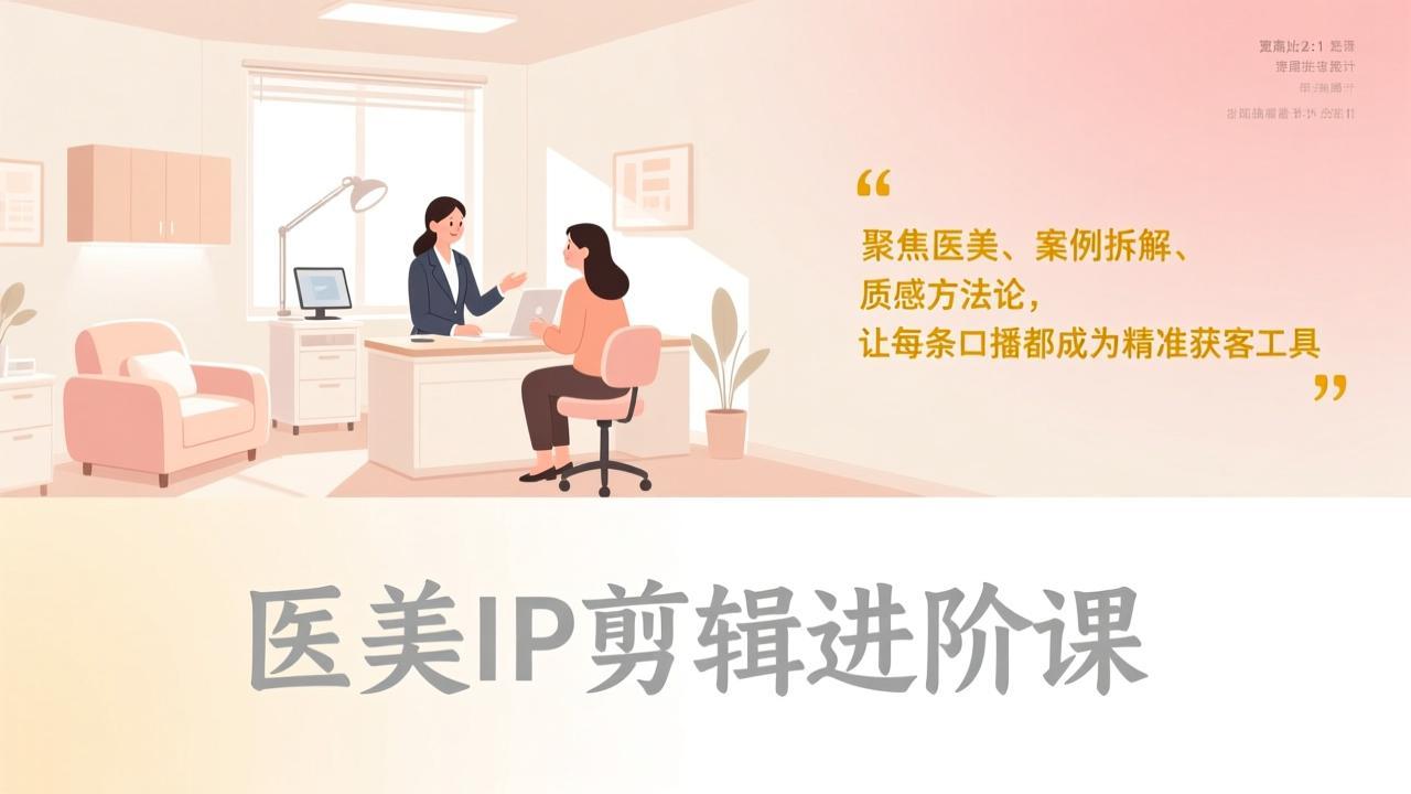 医美IP剪辑进阶课，聚焦医美、案例拆解、质感方法论，让每条口播都成为精准获客工具-鼎铸网