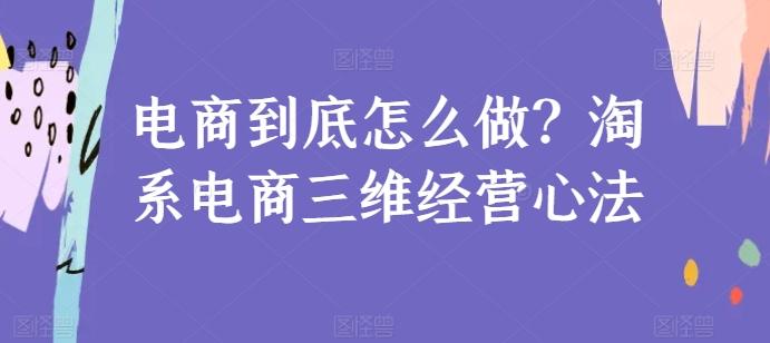 电商到底怎么做？淘系电商三维经营心法-鼎铸网