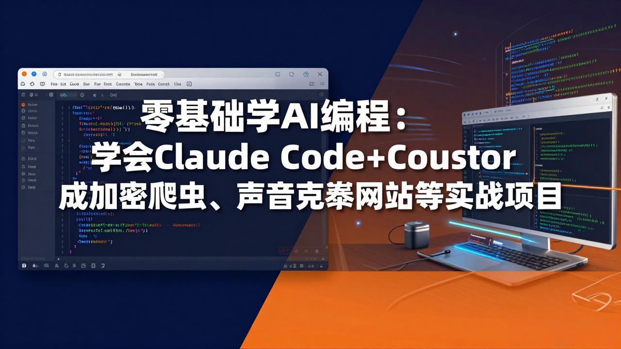 零基础学AI编程：学会Claude Code+Cursor完成加密爬虫、声音克隆网站等实战项目-鼎铸网