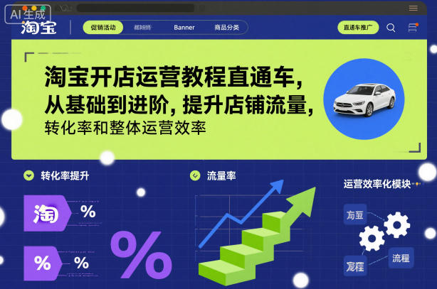 淘宝开店运营教程直通车，从基础到进阶，提升店铺流量，转化率和整体运营效率(更新26年3月)-鼎铸网