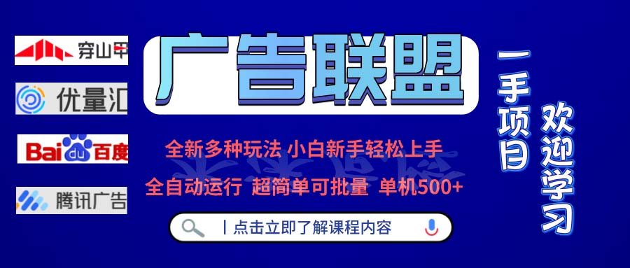 广告联盟 全新多种玩法 单机500+  全自动运行  可批量运行-鼎铸网