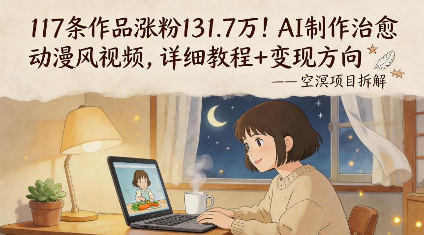 117条作品涨粉131.7W！AI制作治愈动漫风视频，详细教程+变现方向-鼎铸网