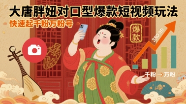 大唐胖妞对口型爆款短视频玩法，快速起千粉万粉号-鼎铸网