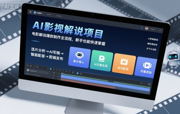 AI影视解说项目，电影解说爆款制作全流程，新手也能快速掌握-鼎铸网