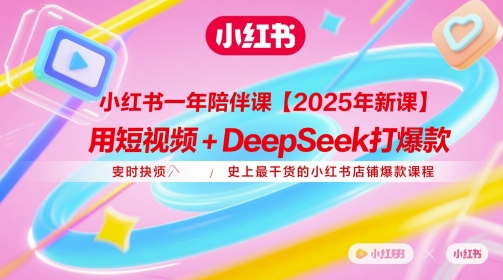 小红书一年陪伴课【2025年新课】，用短视频+deepSeek打爆款，史上最干货的小红书店铺爆款课程-鼎铸网