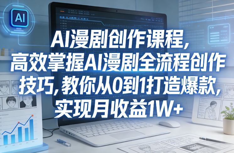 某社群AI漫剧创作课程，高效掌握AI漫剧全流程创作技巧，教你从0到1打造爆款，实现月收益1W+-鼎铸网