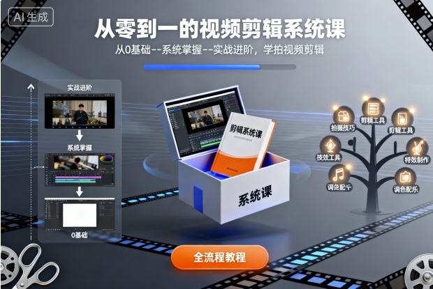 从零到一的视频剪辑系统课，从0基础--系统掌握--实战进阶，学拍视频剪辑-鼎铸网