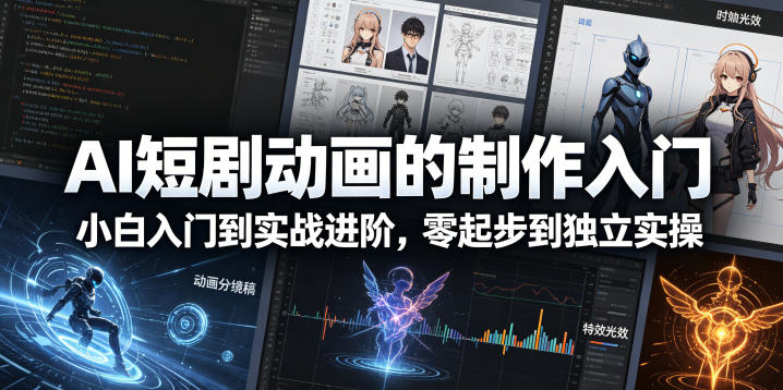 AI短剧动画的制作入门，小白入门到实战进阶，零起步到独立实操-鼎铸网