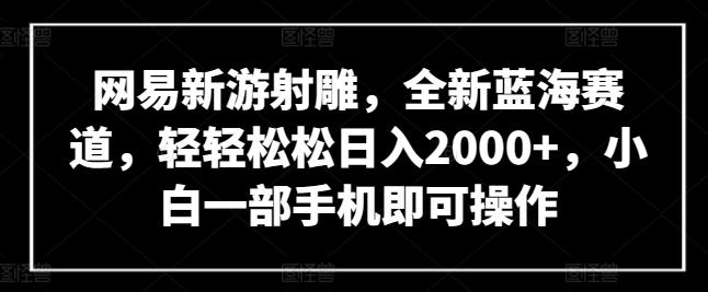 网易新游射雕，全新蓝海赛道，轻轻松松日入2000+，小白一部手机即可操作【揭秘】-鼎铸网