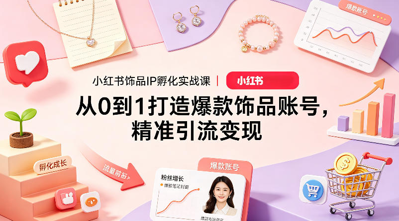 小红书饰品IP孵化实战课｜从0到1打造爆款饰品账号，精准引流变现-鼎铸网