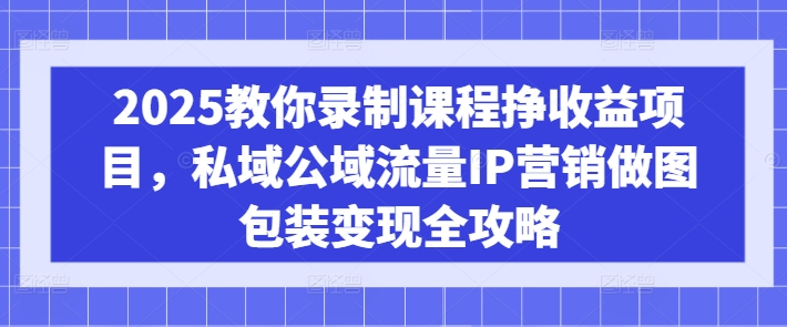 2025教你录制课程挣收益项目，私域公域流量IP营销做图包装变现全攻略-鼎铸网