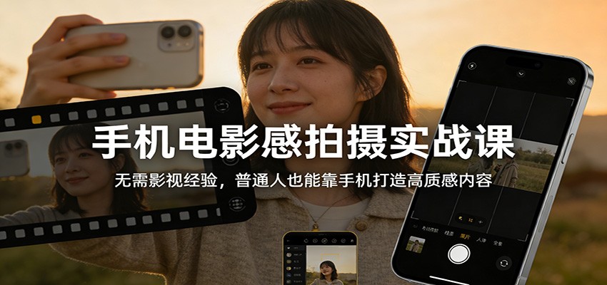 手机电影感拍摄实战课：无需影视经验，普通人也能靠手机打造高质感内容-鼎铸网