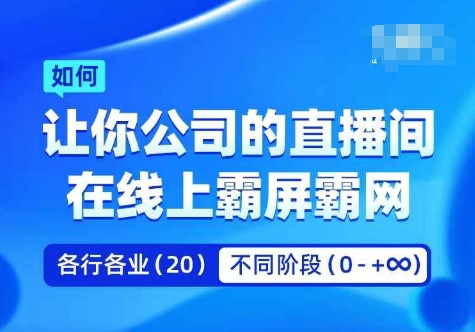 企业矩阵直播霸屏实操课，让你公司的直播间在线上霸屏霸网-鼎铸网