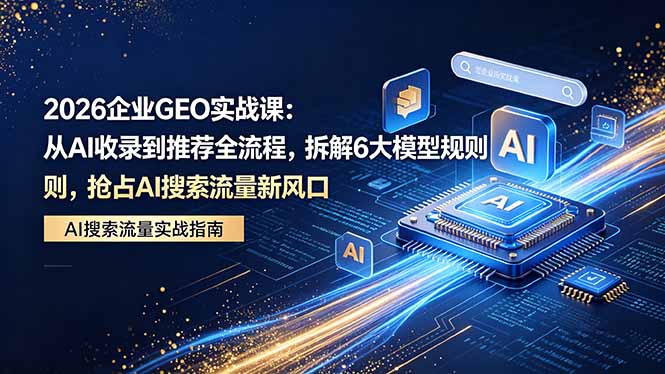 2026 企业GEO实战课：从AI收录到推荐全流程，拆解6大模型规则，抢占 AI 搜索流量新风口-鼎铸网