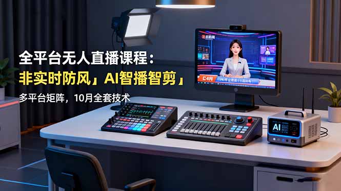 全平台无人直播课程：非实时防风＋AI智播智剪＋多平台矩阵，10月全套技术-鼎铸网