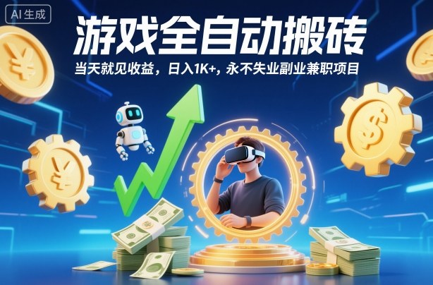 游戏全自动搬砖，当天就见收益，日入1K+，永不失业副业兼职项目【揭秘】-鼎铸网
